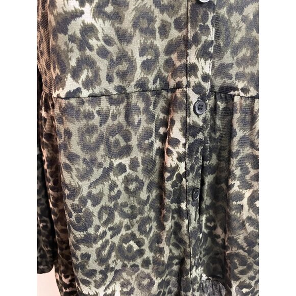Style & Co Women's Leopard Print Tunic Button-Down Long Sleeve Shirt L - Picture 8 of 16